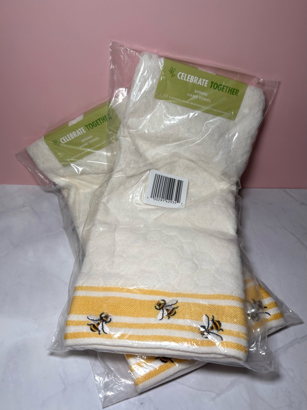Two Bee Themed Hand Towels